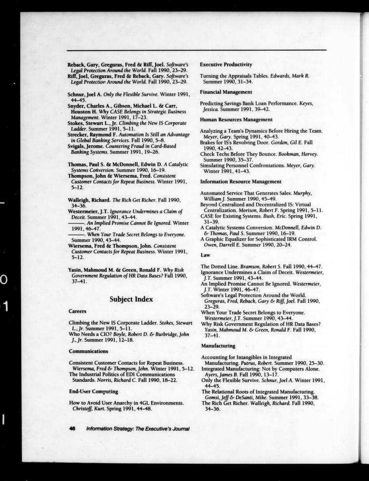 Information Strategy 1990 - 1991: Vol 7 Index : Free Download